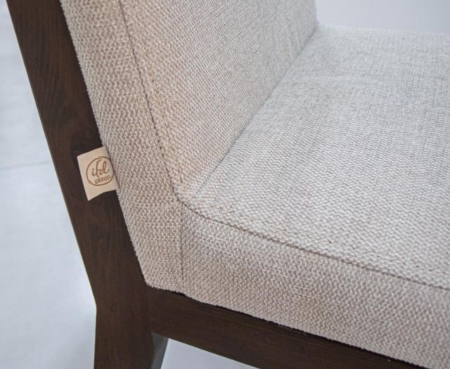 International Furniture Direct Natural Parota Chocolate Brown/Gray Dining Side Chair-3