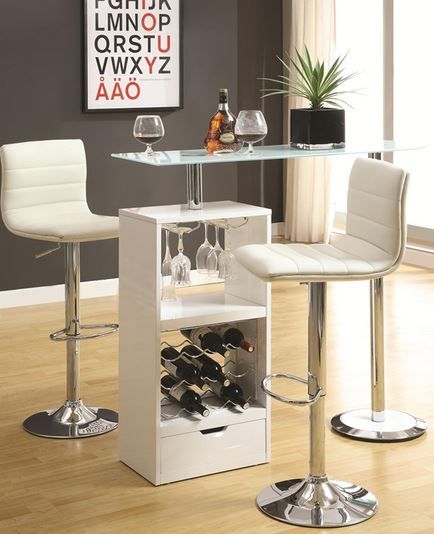 Coaster® Koufax Glossy White 1-Drawer Bar Table-2