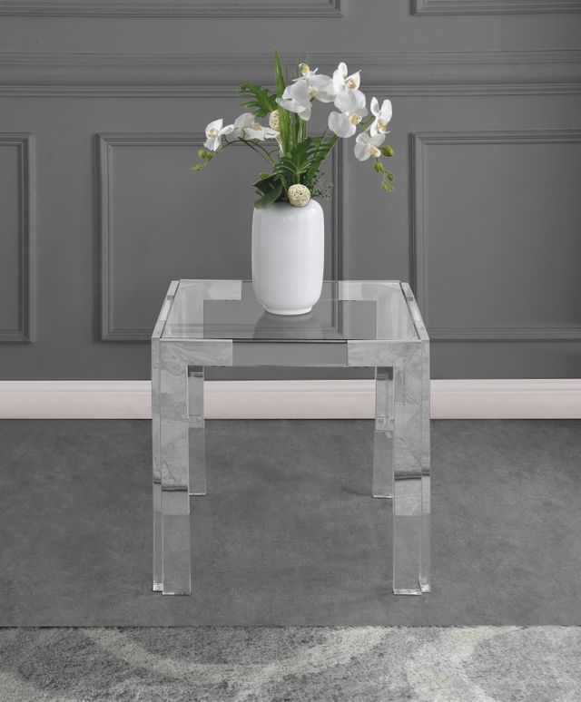 Meridian Furniture Casper Glass Top Square End Table with Chrome Base-3