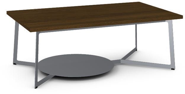 Amisco Customizable Malloy Walnut Veneer Coffee Table with Metal Frame-0