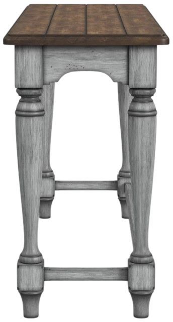 Flexsteel® Plymouth Distressed Graywash Sofa Table with Medium Brown Top-2