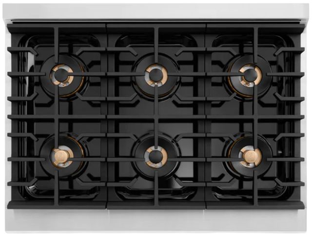 ZLINE Autograph Edition Paramount 36" 5.2 Cu. Ft. Stainless Steel Dual Fuel Range with 6 Burner DuoPro™ Cooktop and Electric Convection Oven and Polished Nickel Helix Handle and Accents-2