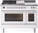 Ilve® Professional Plus II 48" White Pro Style Dual Fuel Range-0