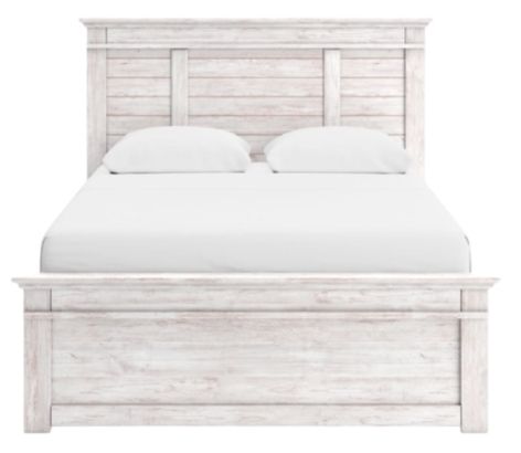 Signature Design by Ashley® Makidern Whitewash Queen Panel Bed with 2-Drawer Storage-3