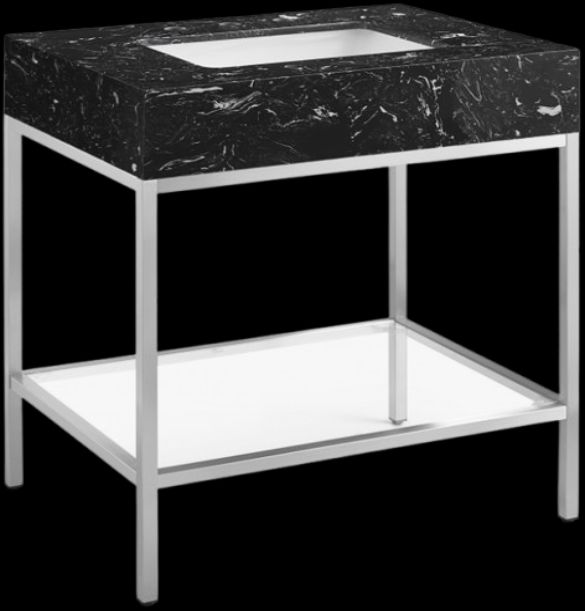 Meridian Furniture Marmo Black/Brushed Chrome 30" Bathroom Vanity-0