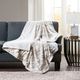 Olliix by Madison Park Sachi Natural 60x70" Polyester Marble Printed Knitted Long Fur Throw-2