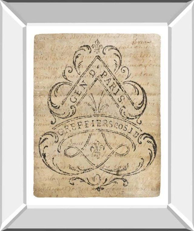 Classy Art Letter Crest I Vintage v2 by Wild Apple Portfolio Mirrored Frame Wall Art-0