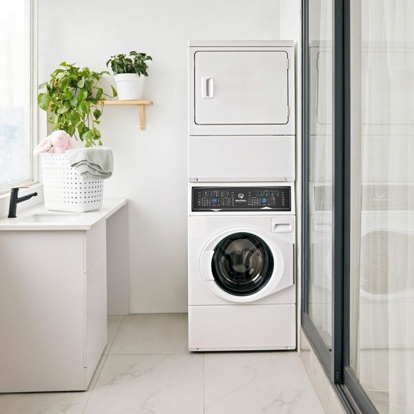Speed Queen® SF7 3.5 Washer, 7.0 Cu. Ft Electric Dryer White Stack Laundry