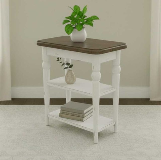Liberty Furniture Turnberry Park Toasted Oat Chairside Table with Washed White Base-1