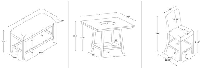 Powell® Seneca 6-Piece Gray Square Counter Dining Set-2