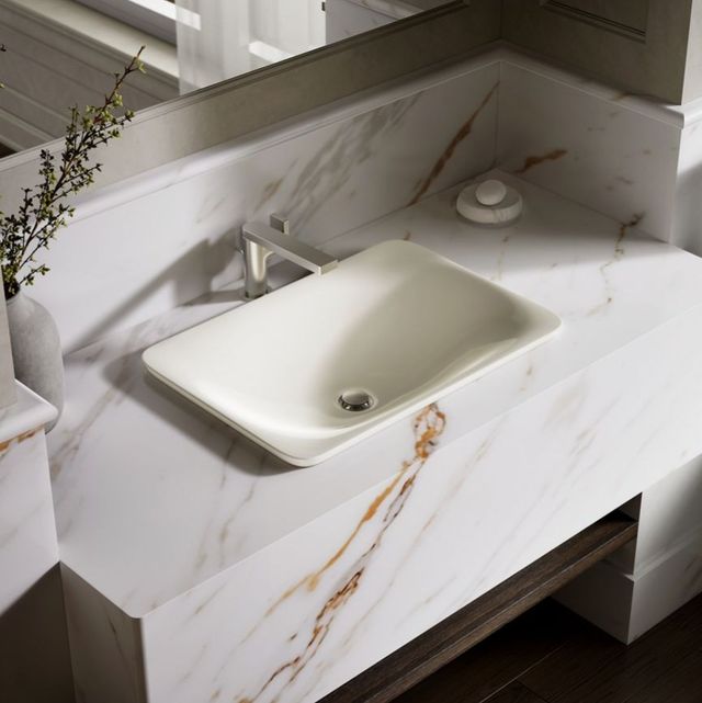 Kohler Carillon® Biscuit 21.25" Rectangular Drop-In Bathroom Sink, No Overflow-2
