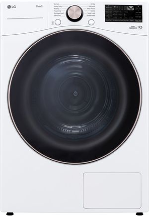 Front view of the LG 7.8 Cu. Ft. White Ventless Electric Dryer with Dual Inverter HeatPump™ Technology