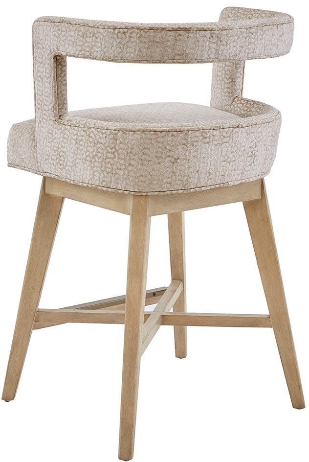Olliix by Madison Park Cream Glenwood Swivel Counter Stool-3