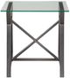 Bassett Mirror Ross Glass Top End Table with Hand-Brushed Pewter Base-1