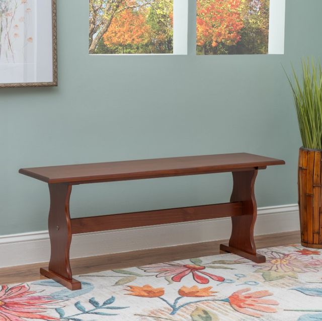Linon Chelsea Walnut Nook Simple Bench-1