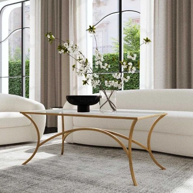 Uttermost® Alayna Glass Top Coffee Table with Antiqued Gold Base-1