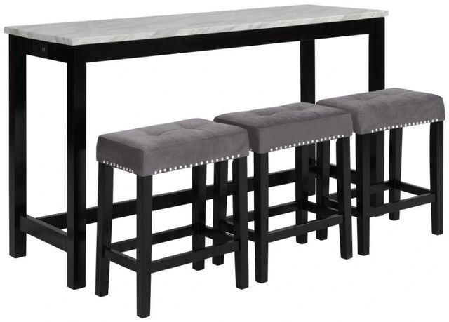 New Classic® Home Furnishings Celeste 4-Piece Black/Gray Bar Dining Set-0