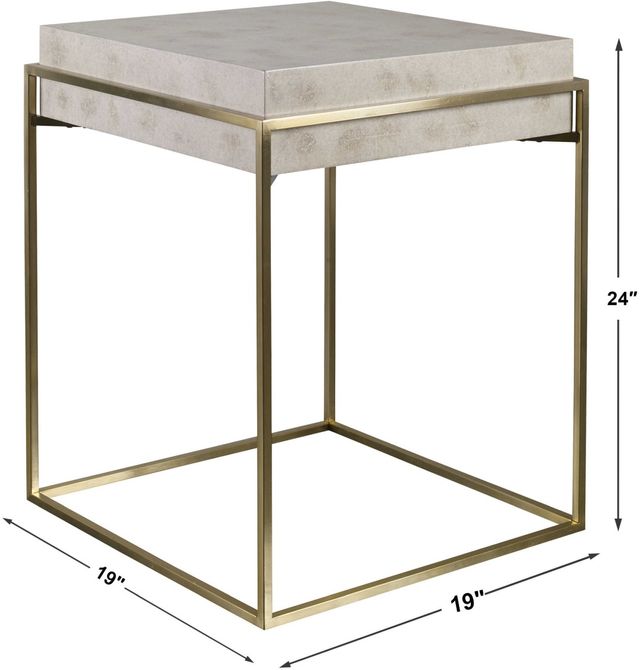 Uttermost® India Ivory Burl Accent Table with Brushed Brass Base-3