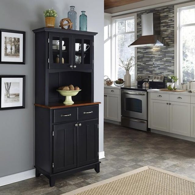 homestyles® Buffet Of Buffets Black/Medium Cherry Server with Hutch-1