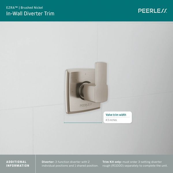 Peerless Ezra® Brushed Nickel In-Wall Diverter Trim-3