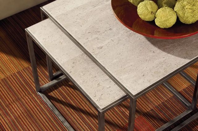 Hammary® Modern Basics 3-Piece Brown Marble Top Rectangular Nesting Cocktail Table Set with Antique Silver Base-3