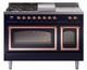 Ilve® Nostalgie II Noblesse 48'' Midnight Blue Pro Style Dual Fuel Range with Copper Trim-0