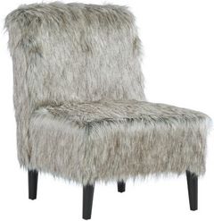 Hughes Furniture® 1550 Brown Wolf Fur Armless Chair