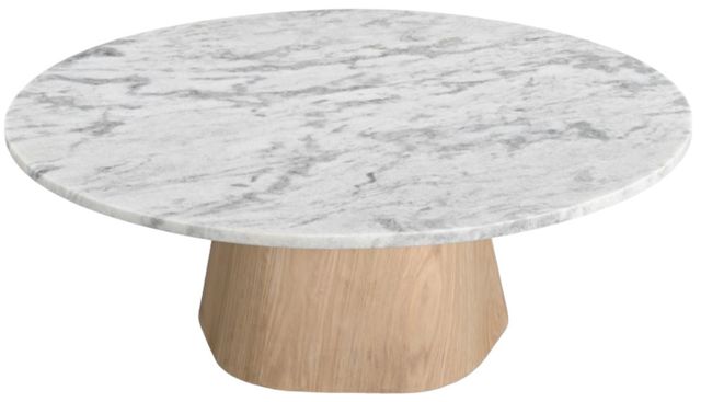 Moe's Home Collection Evelyn Ashen Gray Matrix Marble Top Coffee Table with Natural Base-2
