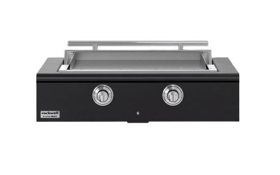 Caliber™ Rockwell Social 42" Matte Black Built-In Natural Gas Outdoor Griddle with Polished Chrome Hardware-0