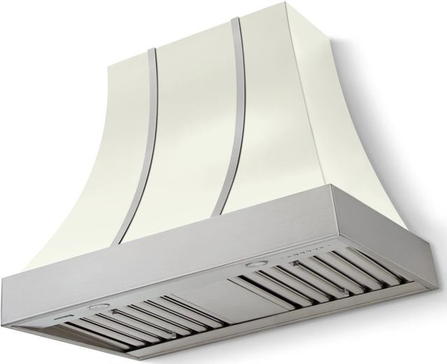 La Cornue CornuFé Cascade 36" Pure White Wall Mounted Range Hood with Satin Chrome Trim-0