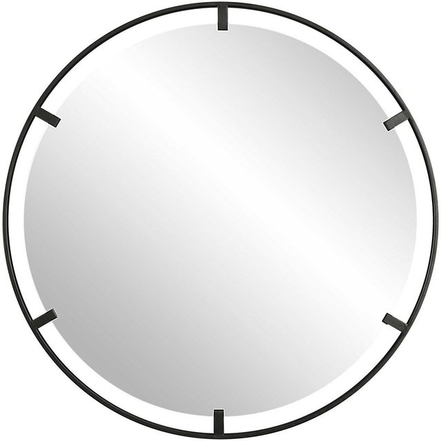 Uttermost® Cashel Satin Black Round Mirror-0