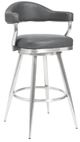 Armen Living Justin Brushed Stainless Steel/Gray Swivel Bar Stool-0