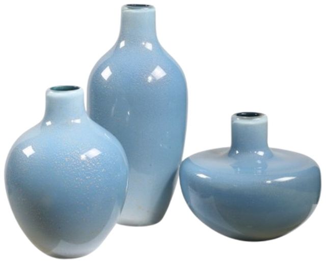 Uttermost® Celestial Frost 3-Piece Blue Vases Set-0