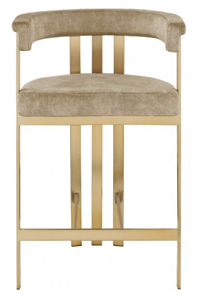 Meridian Furniture Marcello Beige/Brushed Brass Counter Stool-1