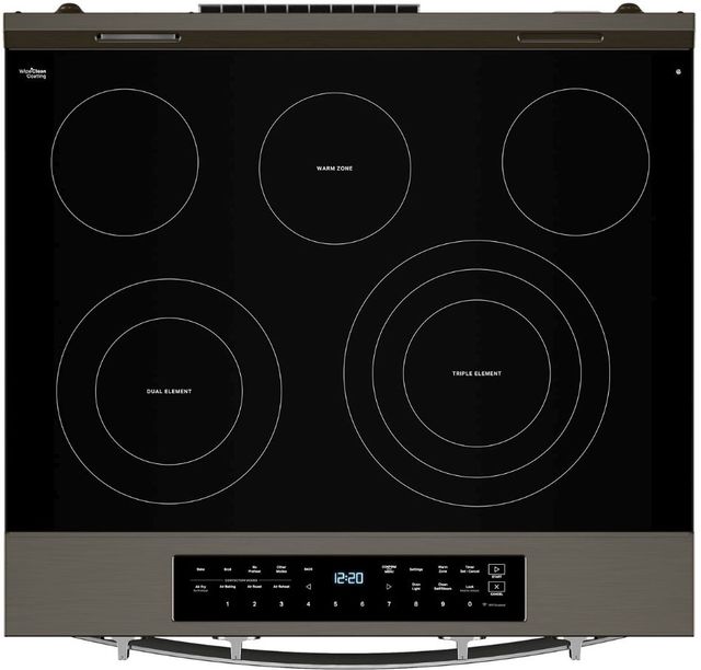 Whirlpool® 30" Black-on-Stainless Slide-In Electric Range with Air Cooking Technology, No Preheat Air Fry, WipeClean™ Coating, Steam/Self Clean and High Speed Preheat-3