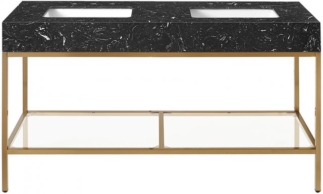 Meridian Furniture Marmo Black/Brushed Brass 60" Bathroom Vanity-2