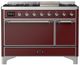 Ilve® Majestic III 48" Burgundy Pro Style Dual Fuel Natural Gas Range with Solid Door and Chrome Trim-0
