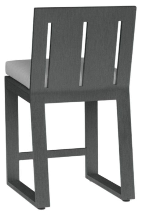 Sunset West Redondo Slate Aluminum Outdoor Counter Stool with Cast Silver Cushion-2