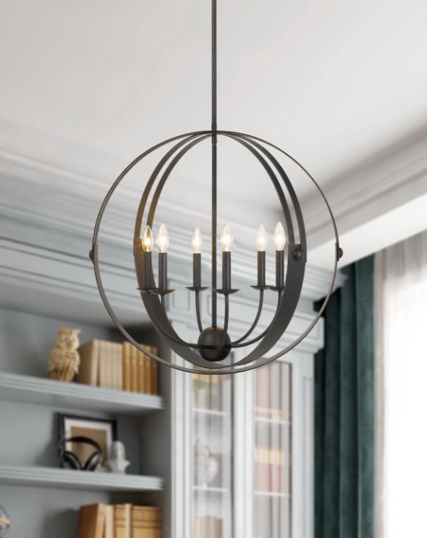 Cal® Lighting & Accessories Valais Matte Black Chandelier-1