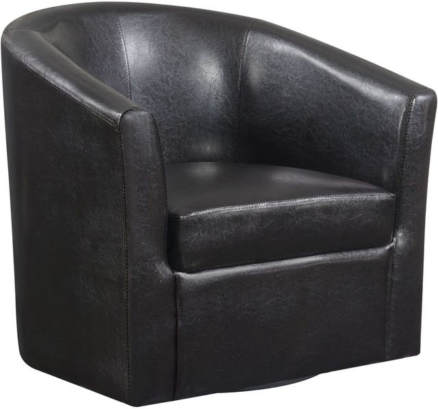 Coaster® Turner Dark Brown Upholstery Sloped Arm Accent Swivel Chair-0
