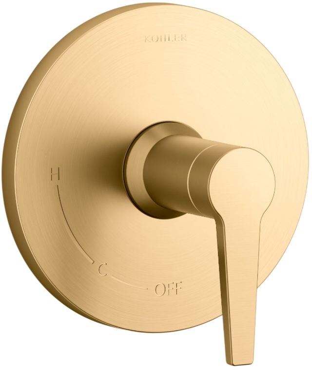 KOHLER® Pitch® Rite-Temp® Vibrant Brushed Moderne Brass Valve Trim-0
