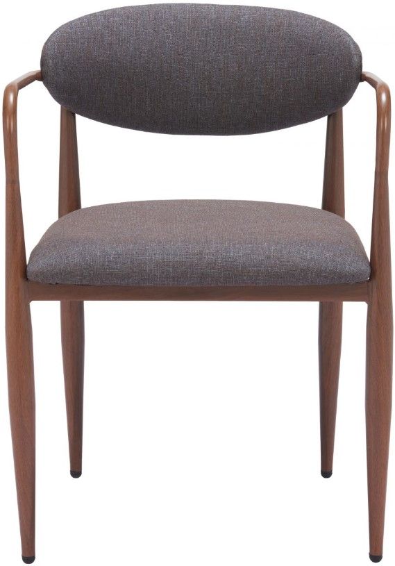 Zuo® Modern Zens 2-Piece Truffle Gray/Walnut Dining Arm Chair Set-1