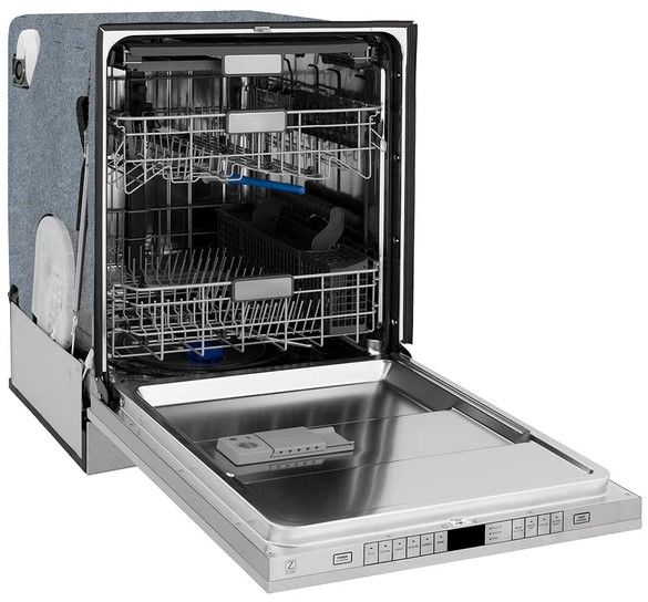 Zline Monument Series 24" Satin Stainless Steel Third Rack Top Touch Control Built-In Dishwasher-1