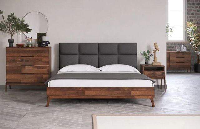 LH Home Remix Brown/Grey King Panel Upholstered Bed-3