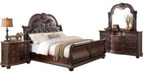 Mazin Furniture Cavalier Dark Cherry Queen Sleigh Bed-3