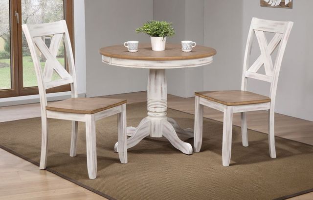 Winners Only® Prescott Brown Top Dining Table with White Pedestal Base-2