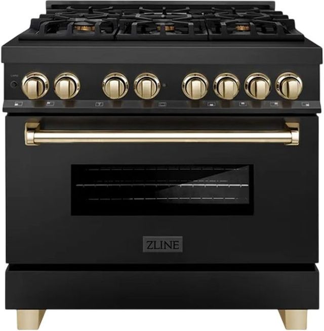 ZLINE Autograph Edition Legacy 36" Black Stainless Steel Pro-Style Dual Fuel Range with 6-Burner Gas Cooktop and Electric Convection Oven-0