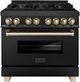ZLINE Autograph Edition Legacy 36" Black Stainless Steel Pro-Style Dual Fuel Range with 6-Burner Gas Cooktop and Electric Convection Oven-0