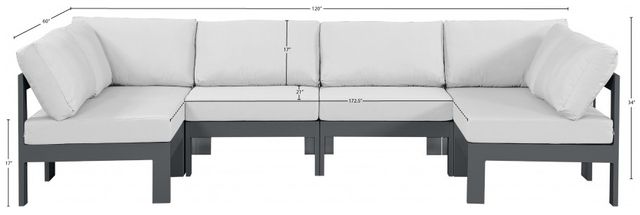 Meridian Furniture Nizuc 6-Piece Dark Gray/White Aluminum/Fabric Outdoor Patio Modular Sectional-2