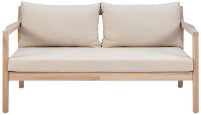 Linon Svana Beige/Natural Fabric/Wood Outdoor Loveseat-3